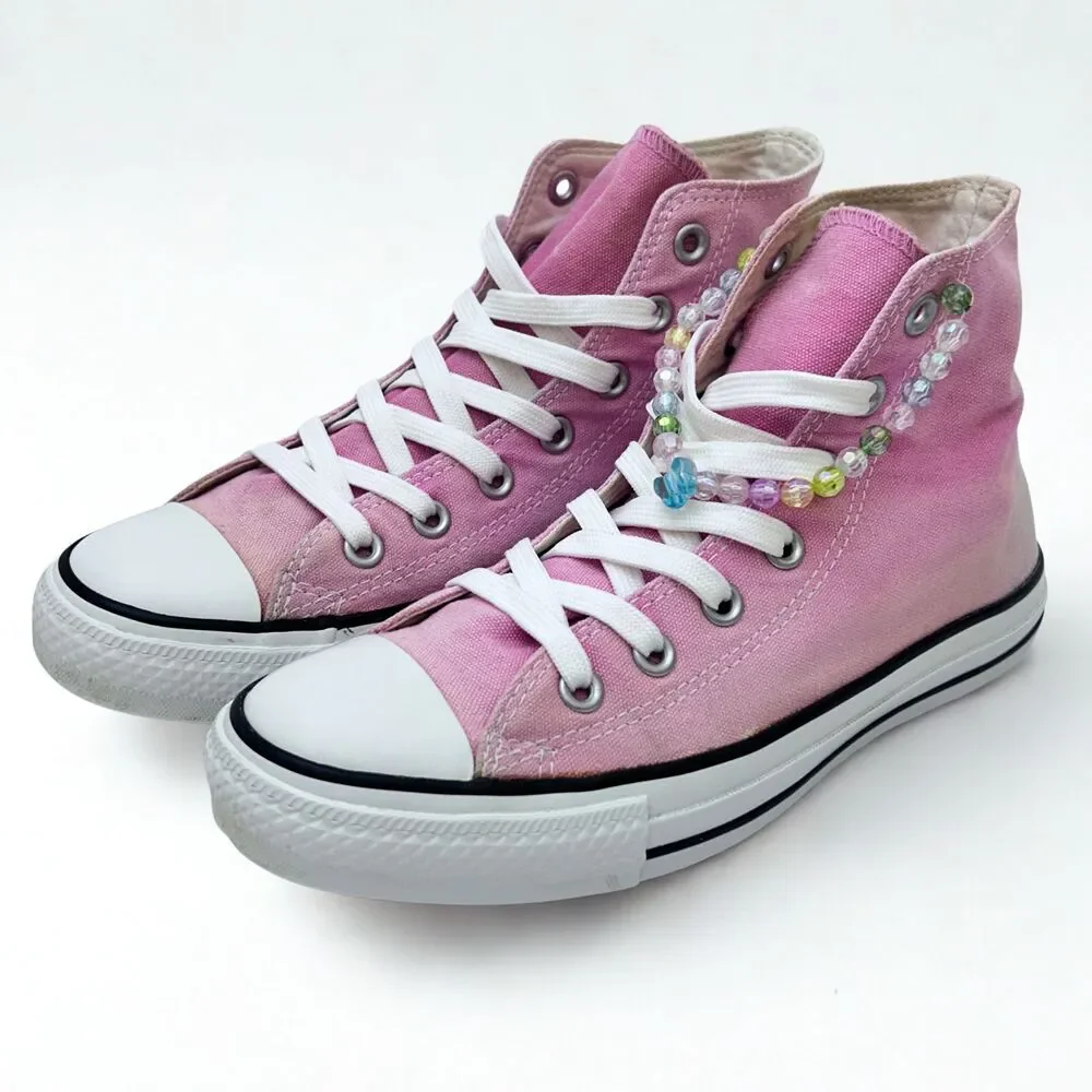 Converse Chuck Taylor All Star Hi Pink Canvas High Top Sneakers M6 / W8 Beaded
